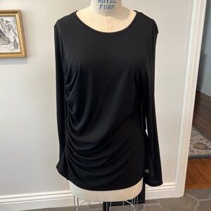 Donna Karan BLACK RUCHED DETAIL TOP
